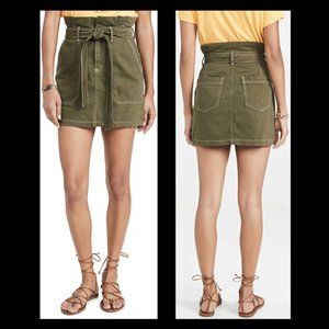 New Free People Splendor in the Grass olive khaki paper bag waist cargo skirt